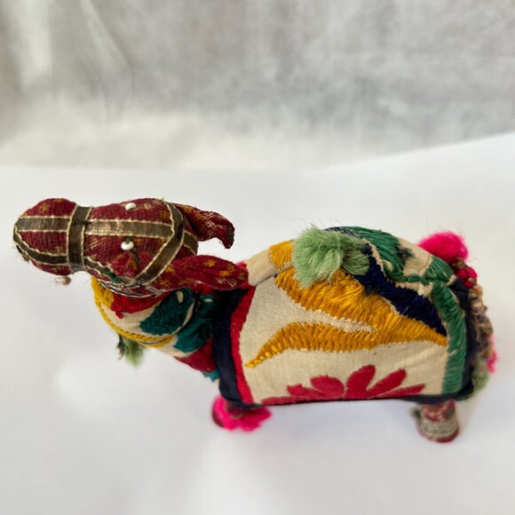 Vintage Hand Crafted Stuffed Raj Cotton Embroidered Camel Toys Made in India - Picture 5 of 11